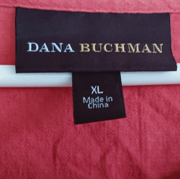 Dana Buchman Red Embroidered Long Tunic Shirt Boho Hippie Coral Cream Light XL - Picture 9 of 12